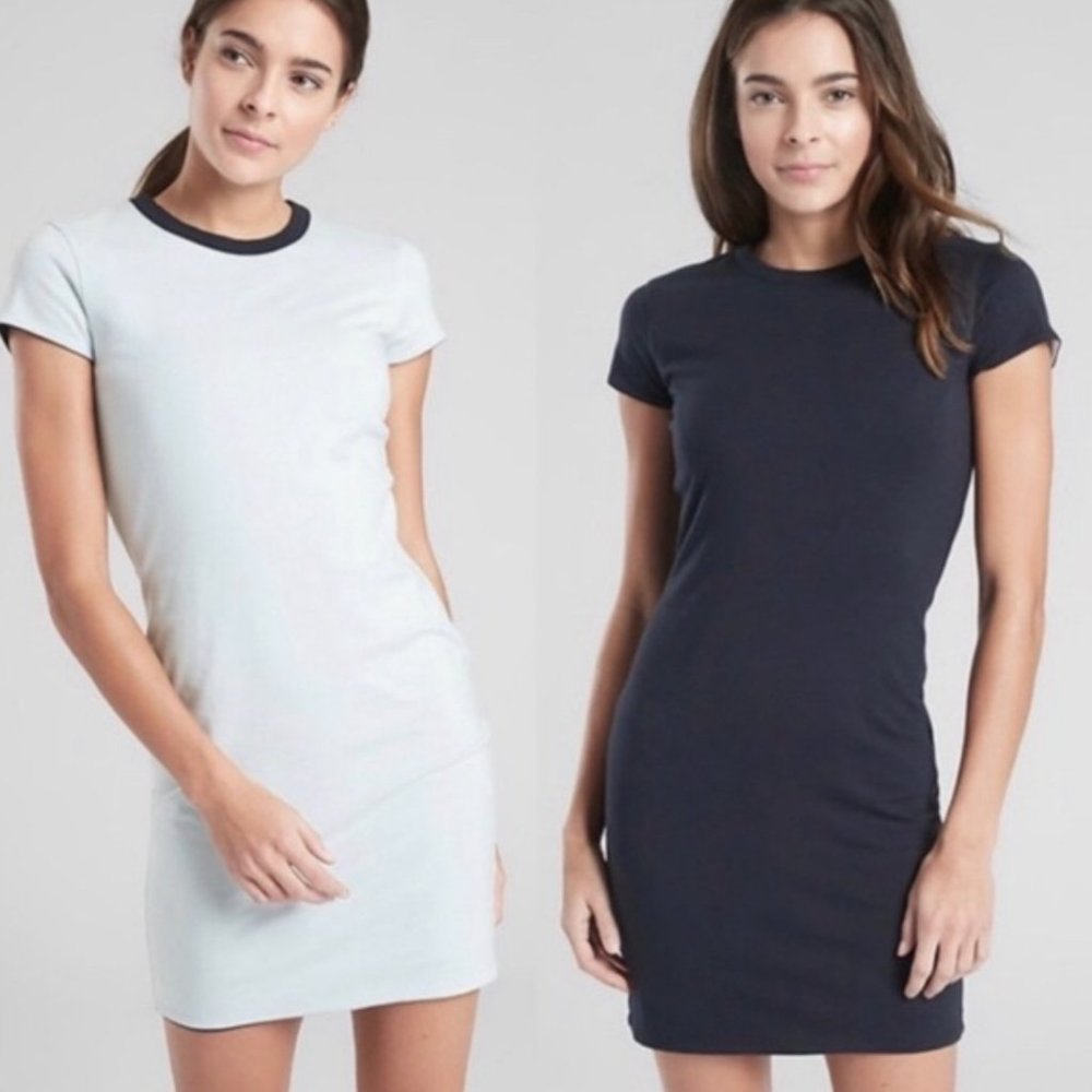 Athleta Destina Reversible Black Grey Bodycon Dress Women's Medium Tall
